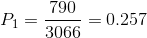 P_{1}=\frac{790}{3066}=0.257