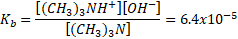 [(CH3)3NH [OH] [(CH3 )3N]-_ = 6.4x10-5