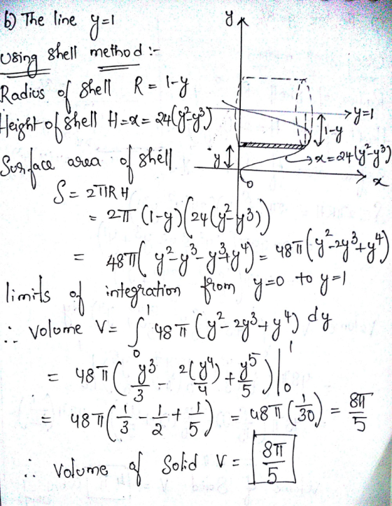 b The line ghell metho d ghel R- - Radies shell S= 2TIRH agea 2-7T 2 2 48T to Volome V 2 5 u8T 30 48 3 8TT Volume Sokd V 5 3L