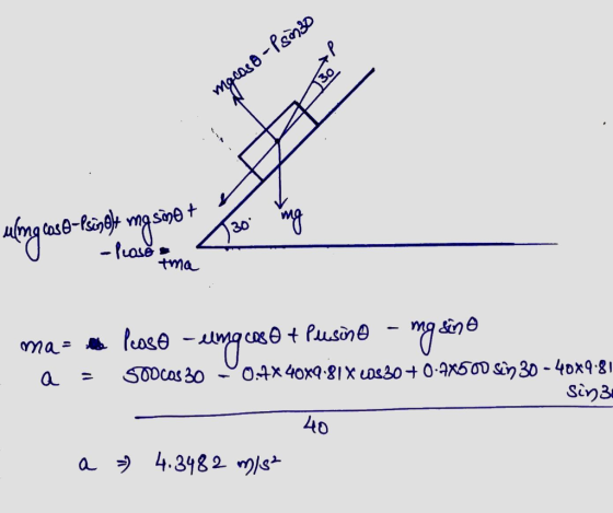 mpeas-Psno (ase-in 30 -fuass tma a 50Dcas 30 04x40x9 81X O30+0.9X50D Sin 30 - 40x9 81 40 a 4.3482 m/s