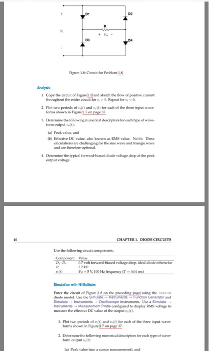 02 +Vo D3 Rgare 18 Circuit for Problem 1 Analysis 1. Copy the circuit of Figure 1.8 and sketch the ow of pesitive curment thr