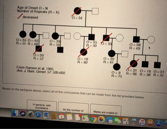 Age of Onset O N Number of Repeats (R X) O-34 deceased O 39 50 O 35 6 33 R 50 O 38 R 49 O# 35 O 40 O 22 O 18 R- 82 R=57 21 O