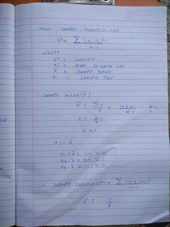 Page No Dete Variahie 2 NOW Sampe h-1 wheke aiahte term Th date Sumple hmeuh set Sizae Sample Imeah ) Sumple メ = +2+ e メ」-メニ