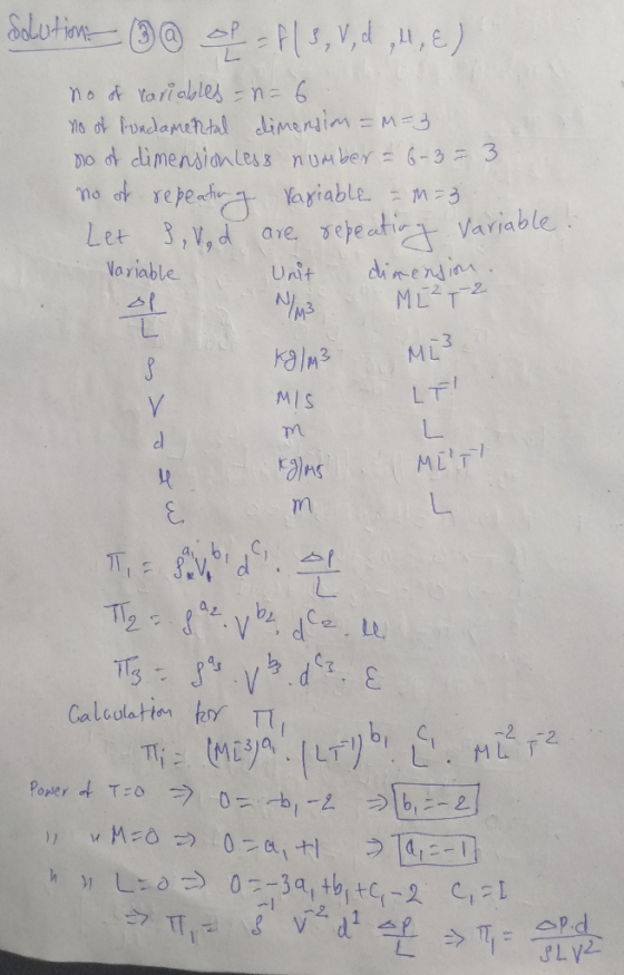 Soelotione(3 e P,V,d ,u,e) no d tariables n= 6 Ys ot Poadanehtal dimenin Do ot cimensionless nUAber 6-3 3 ne of repech ariabl