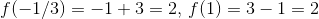 f(-1/3)-1+3 2, f(1) 3-1-2