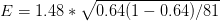 E=1.48*\sqrt{0.64(1-0.64)/81}