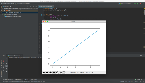 alculusCalculator [/Pycharm Projects/alculusCalculator] -/CalculusCalculator.py [alculusCalculatorl alculusCalculator Calculu