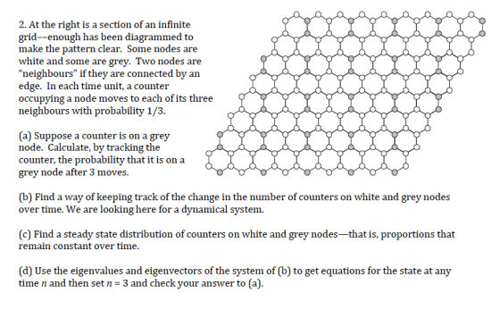 2. At the right is a section of an infinite grid--enough has been diagrammed to make the pattern clear. Some nodes are white