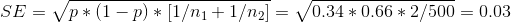 SE Vp* (1- p) * [1/n1 1/n2] = V0.34 0.66 2/500 0.03