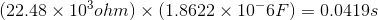(22.48 × 10°ohn) × (1.8622 × 10-6F) 0.04 19s