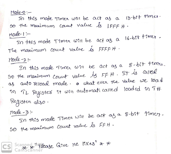 Made-o In this mode Timer wilt be act aj 13-bft tmu. so the marimum count value įj IPFF H Mode- Tn this mode Time wiil be act