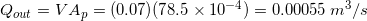 Qout VA, (0.07) (78.5 x 10) = 0.00055 m2/s