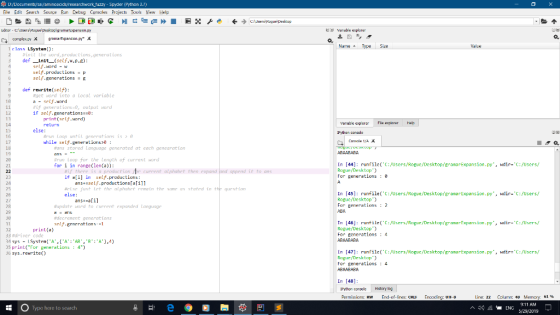 ktuzzy Spyder (Python 3.J) Eile Edit Searh So un Debug Consales Projects Tools View Help Var able espkre r complexpy X gramar