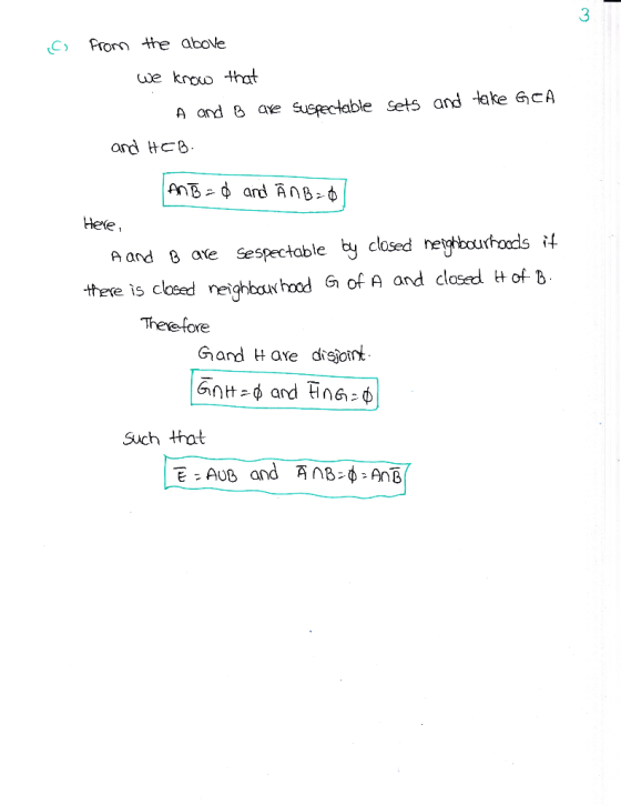 3 C Frome above uue kroo that A and ave SucRectable sets and lake GcA Here A and 8 ake sespectable by closed neytbourhoods th