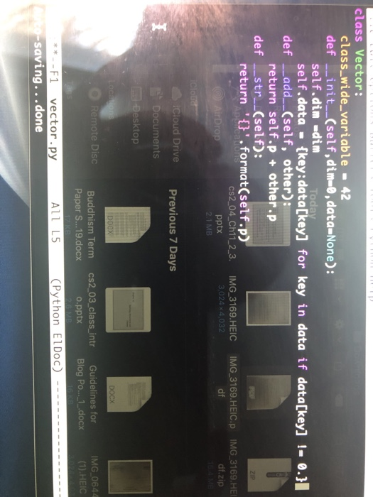 class Vector: class_wide variable-42 def Linit (self,dim-e,data None): self.dim -dim Today self.data - [key:data[key] for key