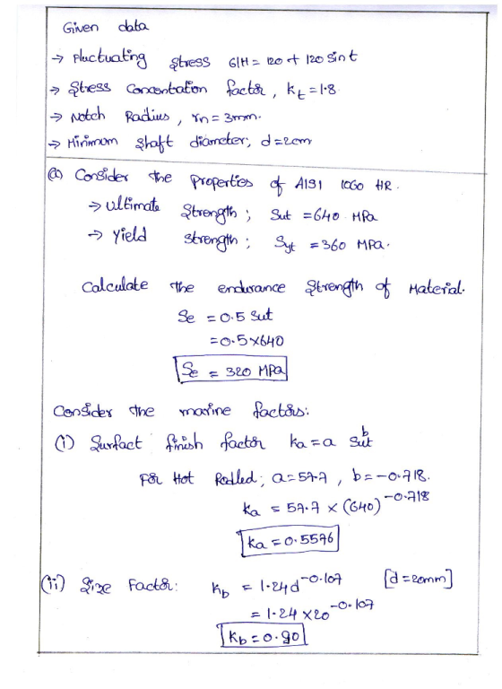 Gven chta uctuatn ラulgimata ウyield Calculate寸he entrance St =360 MPa Șter ht Hatert. ka-o 5596 ii) 3,22 Fact -O.lo k 90