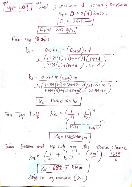 De 5mm2 t10mm d= lOmm Stel tuppes half DT= B+ 2(d)tam30 . DT 26.55mm Estal= 207gfa From e(8-20) Ested)x d 0.577 T (D)+(or-d)