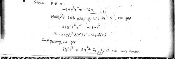 Given D E is -16 y. -24y y Muliybrh snde, 1. 6y -21(y2 16 yy -24C 16y dv) fageding 1 . get We an ns