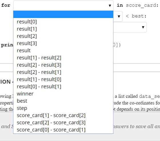 or v in score card: v < best: result[o] result[1] result[2] prin result[3] result resultr11 result 21 result[2] result[3] res
