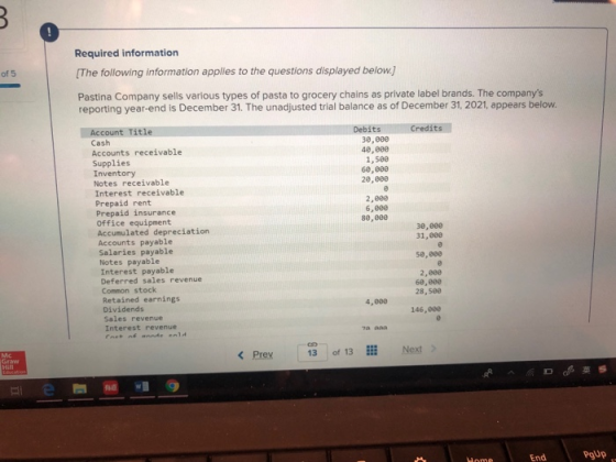 Required information The following information applies to the questions displayed below. of 5 Pastina Company sells various t