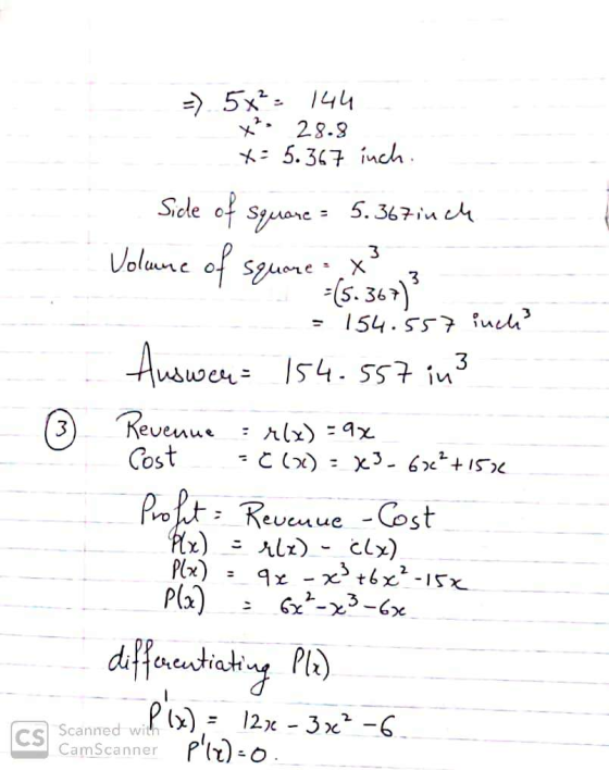 5x2144 28.9 5.37 inch Sicle of Sne 5.367in ch 3 Volune $2uoreX (s. 34) 154. SS7ucl 3 Avswer 154. ss in 3 Revenur Cost C IS2 P