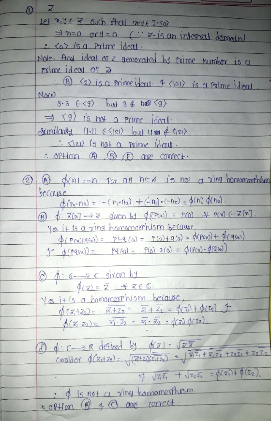 <2 is a rime idecu 3-3 EKD but 3 ¢ h@マg> 三19〉 ls int a mine ideal loll is a Prime ideul Nocu N i ts a ring hammrhisn hecauac