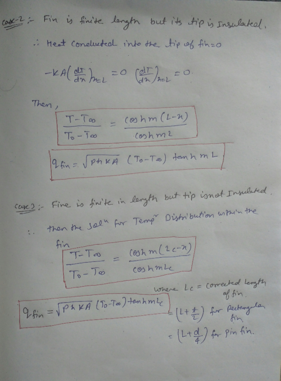 Fin is finite langtn cad-2 but its tip is Insulateal . Heat Conelueteol 1nto the hp of fhso cLT dn heL dh/hel Then T-To Coshm