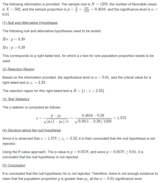1250, the number of favorable cases 0.4016, and the significance level is a The following information is provided: The sample