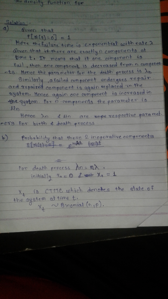 he depaity function for Solution GiNen that Here the Failure ime is exponential toith rate 2 GANen that if there aTe exactlyo