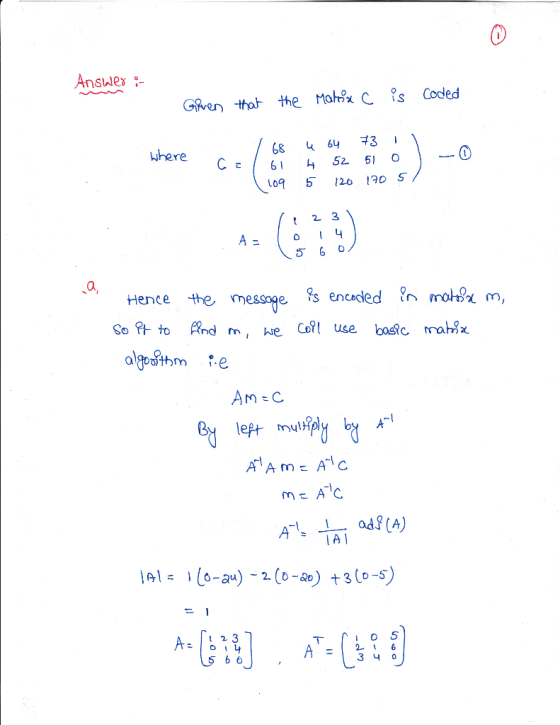 Answes Gien -thobt the Mohx Cs Coded 68 u 64 ! where 0 a, Hence the messoge กา -1 IA I зч