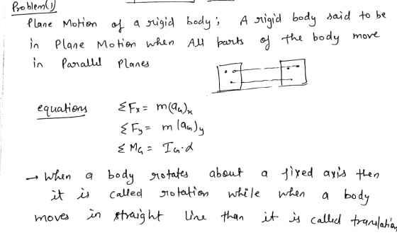 Po blem A igid body said to be the body rigid body elane Motion of move n Plane Motien when Au parts in Parallu! Planes EFr m