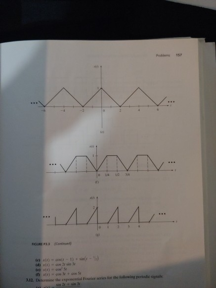 Problems 157 in 0 14 12 3 I) ain FIGURE ,3.3 (antísndj (c) sti)-cos(1-1) + sin(,-%) 3.12. Determine the exponential Fourier s