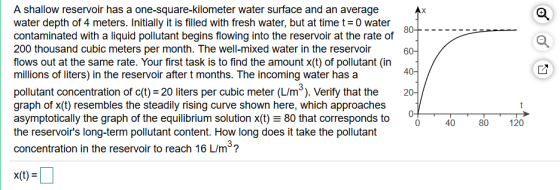 A shallow reservoir has a one-square-kilometer water surface and an average (+ water depth of 4 meters. Initially it is fille