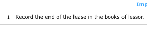 Imp Record the end of the lease in the books of lessor. 1