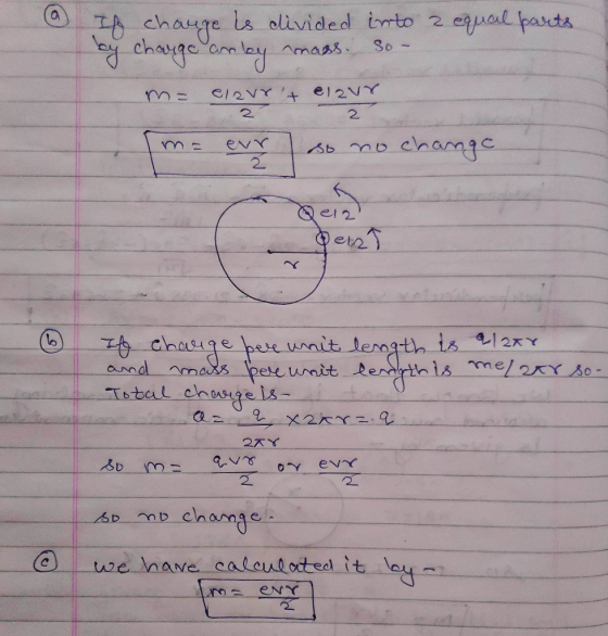 O chauge s olivided imto 2 Amass eual pauts chageomay So CI2VY el2VY 2. 2 chamgc evr 2 el 2 chasge pere unit length is /2x am