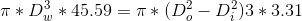 \pi*D_w^3*45.59 = \pi*(D_o^2 - D_i^2)3*3.31