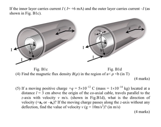 If the inner layer carries current I (I + shown in Fig. Blc) 6 mA) and the outer layer carries current-I (as bi bt Fig. Blc F