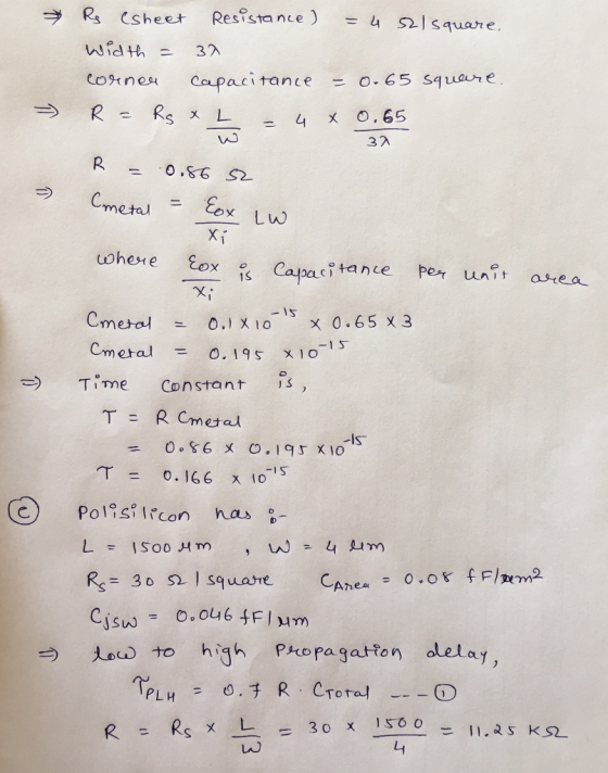 Resistance) Rs (Sheet 4S2|Square. ヲ 3거 where Ex Capactance per uni area wohexe fox iCapaci tane 1S Crne+여 -0.1 x 10-15 x 0,65