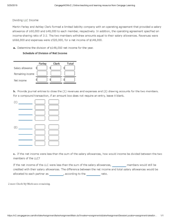 5/29/2019 CengageNOWV2 Online teaching and learning resource from Cengage Leaming Dividing LLC Income Martin Farley and Ashle