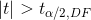 | t | > t_{\alpha /2, DF}