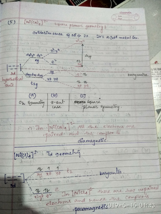 N(CN ) SUDI etico ) 2321-4 t2 al the elechrons ane diamag net ル11 1レ1レe elachms nd hence he Compleris