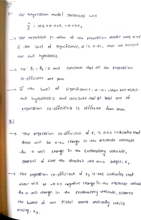 ( The eqression mpde ㄧ-).theme ated P-aliu of -vu the null hyothesis H0:ß,:R3 : Ο and conclude thal all tee. regl ession co-E