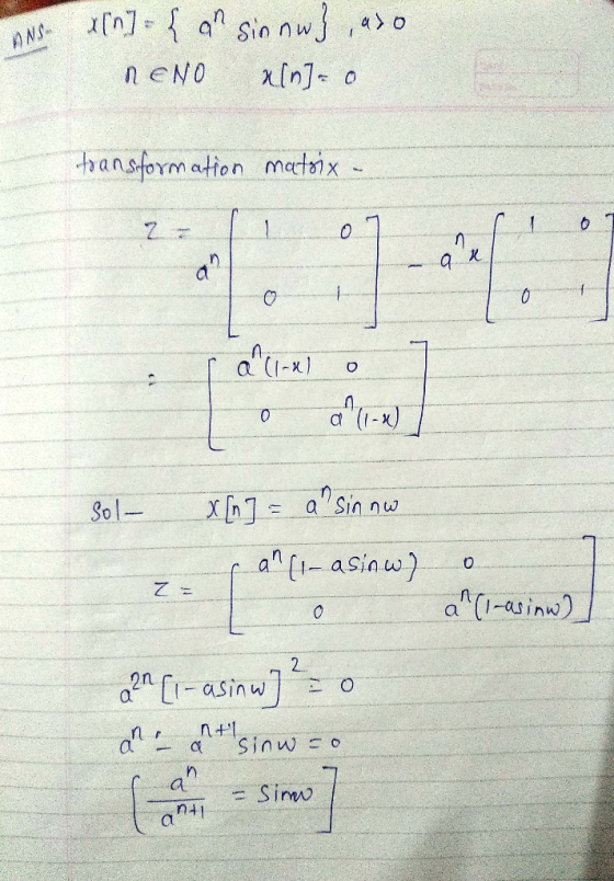 { a sio nwj o ANS neNO xin]- thansformation metaix a(-x a (-x a Sin nw Sol- n a -asiaw) (-asinw) 2 0 2n a asinw nt Sinw o a