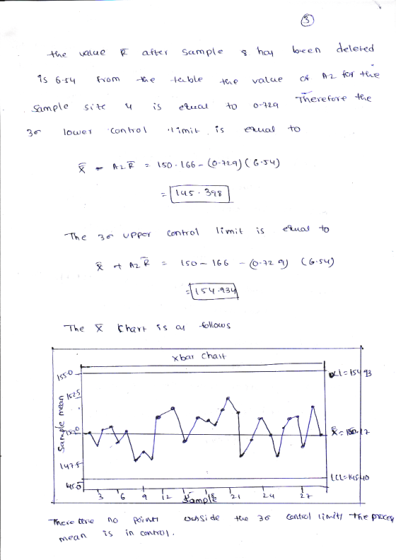 the valae P afte Sample loe deleted 구2.9 | 145 , 39; The 3oUPper Control limit is eauaf to -13 xba chat 0 1u1 mean ts in con