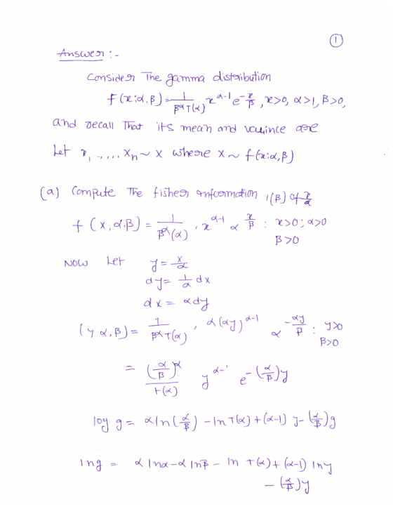 0 Answe Conside 91 The gamma distaibution CK T(o 주1