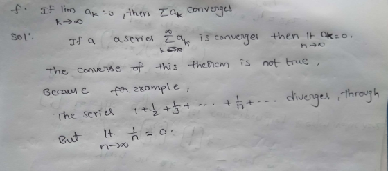 Sol The Convese opthis thenan is not true ½+s+ the diverges t-throgh -The Series tt
