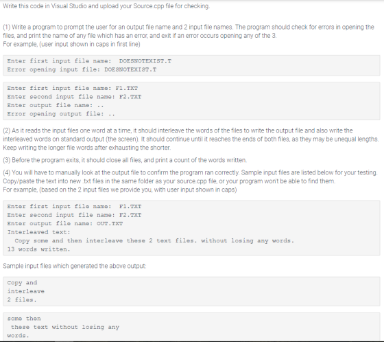 Write this code in Visual Studio and upload your Source.cpp file for checking (1) Write a program to prompt the user for an o
