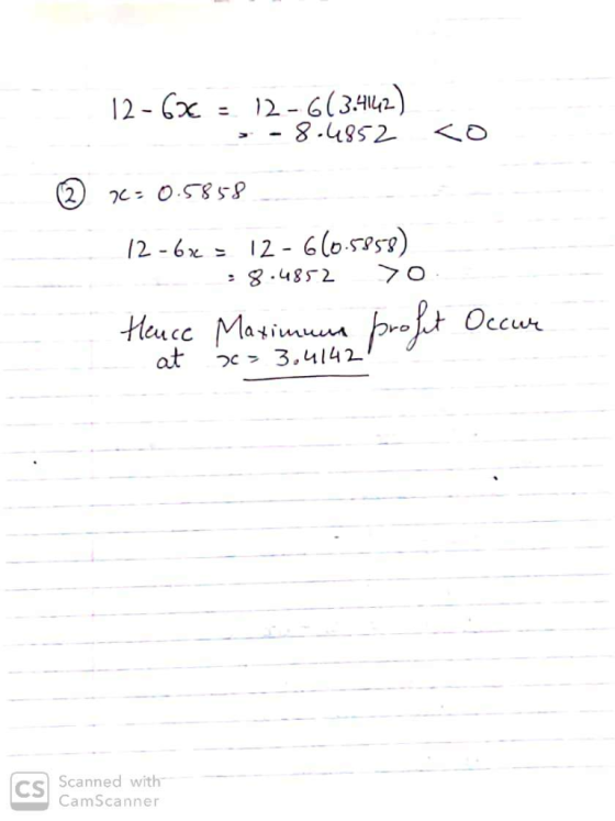 12 x 12-6(342) - 8.4952 0.S85 2 /2-6x12-6l0559) 8.4852 Occur Heucc Mayimuu at 3.4142 CS Scanned with CamScanner