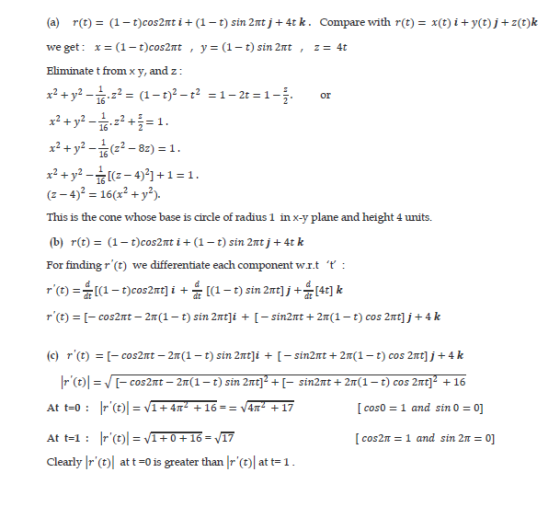 rt) (1- t)cos2nt i+ (1 -t) sin 2nt j+4tk. Compare with r(t) = x(t) i + y(t)jz(t)k (a) y (1 t) sin 2nt , we get: x = (1- t)cos