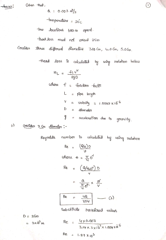 Given -lhat, a 0.00 3 tlad Joss mud nd exceed asm uing ielain below Pipe le Velocity I .0043 X 10 acceleration due t gravity